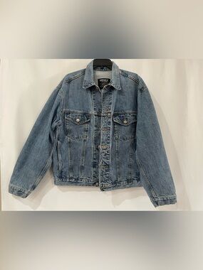 Vintage 90s Versace Jeans Couture Light Wash Blue Denim Trucker Jacket Size XL